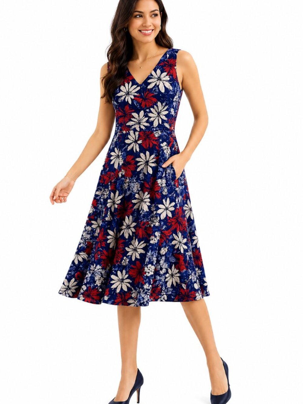 St John’s Bay Floral Spaghetti Strap Flowy  S Summer Dress Rayon Blend Romantic